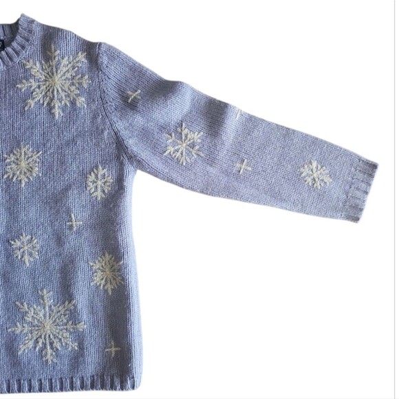 Vintage Newton Trading Co. Light Blue Shetland Wool Snowflake Sweater Sz M - Picture 7 of 14